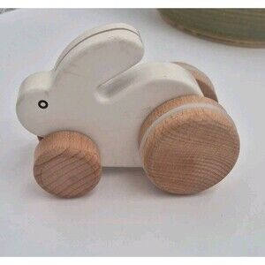 Bajo White Wooden Bunny Rabbit Toy Decor Easter Spring bobs up and down  Poland